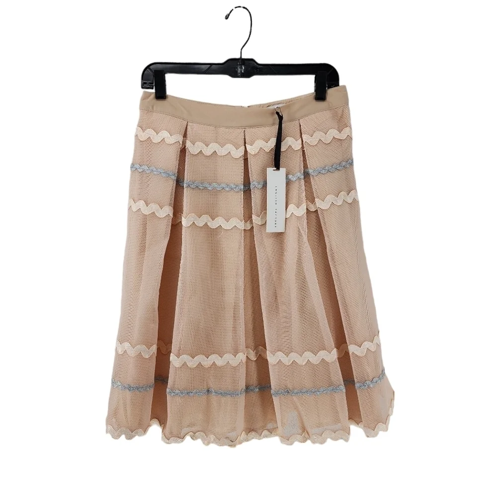 English Factory Women's Pleated Mesh Overlay A-Line Skirt